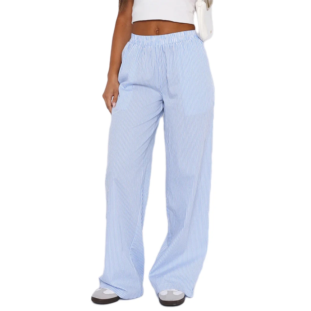 Female Pants High-Waisted Loose Non Stretch Polyester Regular Striped Striped Wide-Leg Trousers 1 Pc Casual Street
Female Pants High-Waisted Loose Non Stretch Polyester Regular Striped Striped Wide-Leg Trousers 1 Pc Casual Street