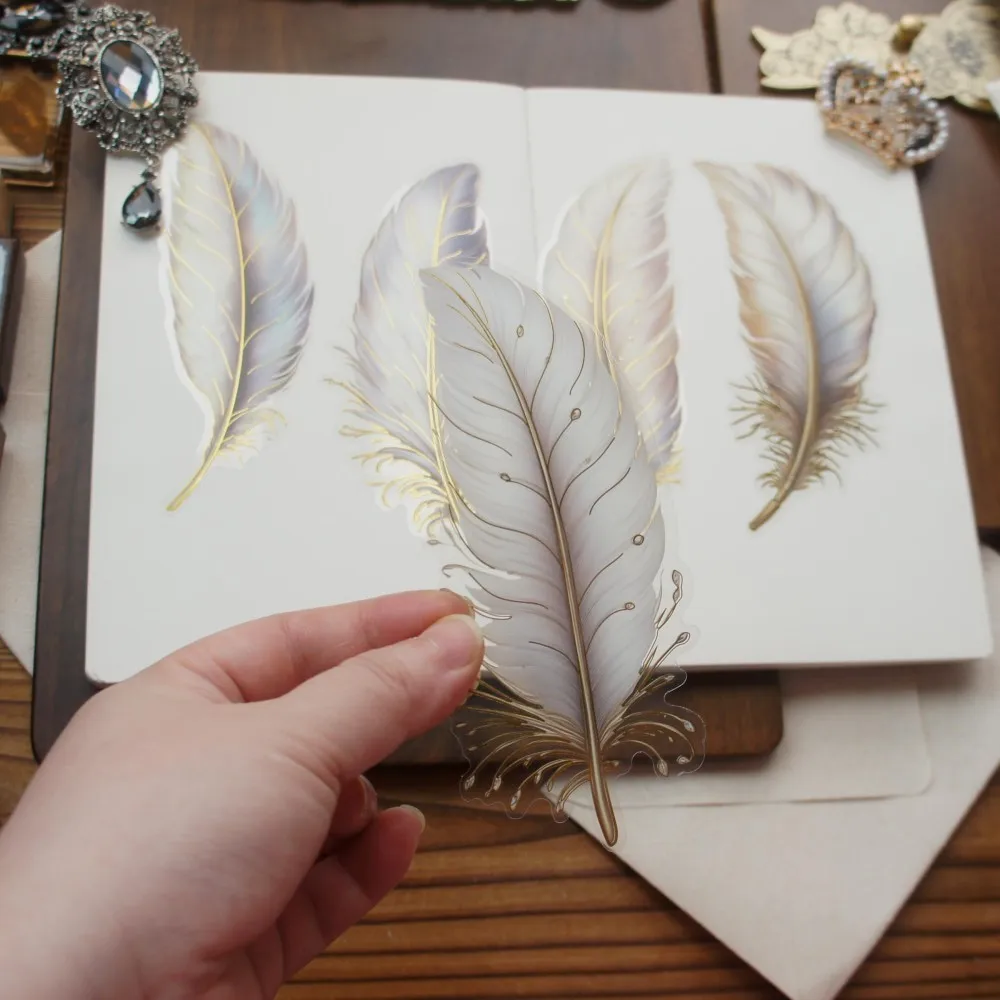 6pcs Big Size Gold Line Magic Feather Style PVC Sticker Scrapbooking DIY Gift Label Decoration Tag
6pcs Big Size Gold Line Magic Feather Style PVC Sticker Scrapbooking DIY Gift Label Decoration Tag