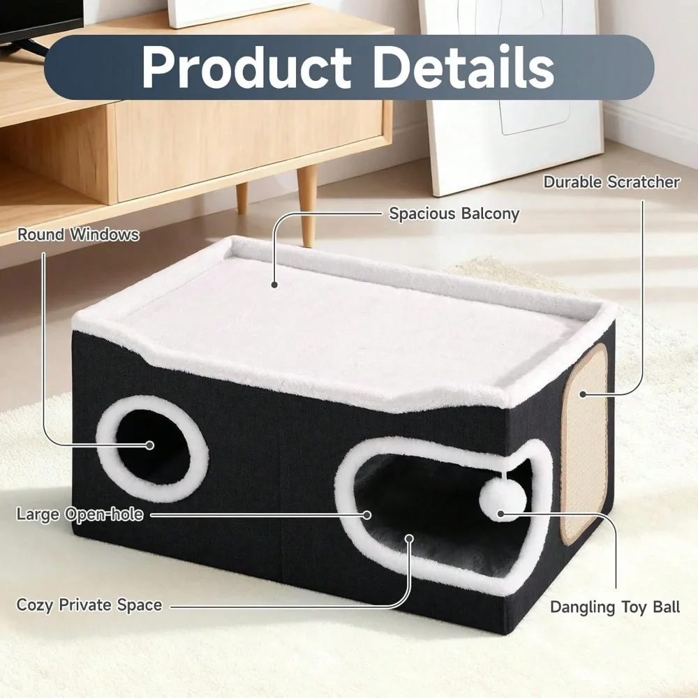 Cat Houses For Indoor Cats, Dual-Purpose Double Large Cat Beds Cave With Hideaway Condos, Scratch Pads
Cat Houses For Indoor Cats, Dual-Purpose Double Large Cat Beds Cave With Hideaway Condos, Scratch Pads