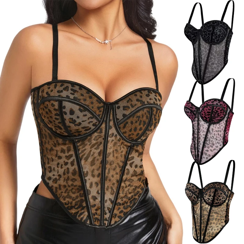 Corset Bustier Crop Top With Bra Sexy Cheetah Leopard Corset Tops For Women Sexy Mesh Tank Top Concert Club Party Night Vest
Corset Bustier Crop Top With Bra Sexy Cheetah Leopard Corset Tops For Women Sexy Mesh Tank Top Concert Club Party Night Vest