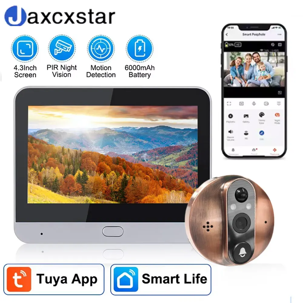 WiFi Tuya Smart Life APP 5MP Digital Peephole Viewer PIR Detection Full Color Night Vision Door Eye Camera 4.3" Monitor
WiFi Tuya Smart Life APP 5MP Digital Peephole Viewer PIR Detection Full Color Night Vision Door Eye Camera 4.3" Monitor