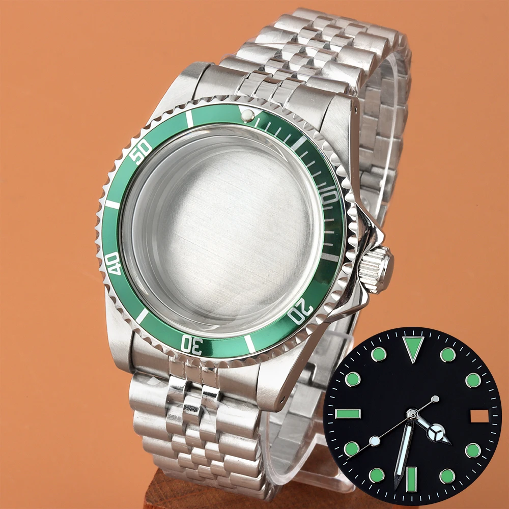 NH35 39.5mm Watch Case Sapphire Glass Jubilee Strap Watch Parts Fit SUB GMT NH35 NH36 Movement 28.5mm Dial Hands Green Luminous
NH35 39.5mm Watch Case Sapphire Glass Jubilee Strap Watch Parts Fit SUB GMT NH35 NH36 Movement 28.5mm Dial Hands Green Luminous