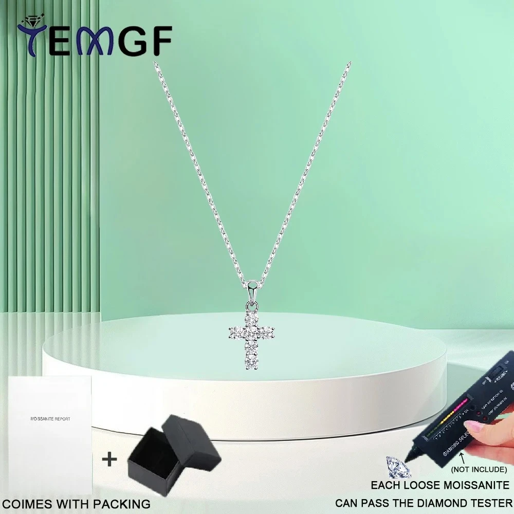 TEMGF Full 3mm Moissanite Pendant Necklace S925 Silver Neck Chain Unique Cross Design for Women Sparkling Fine Jewelry Gifts
TEMGF Full 3mm Moissanite Pendant Necklace S925 Silver Neck Chain Unique Cross Design for Women Sparkling Fine Jewelry Gifts