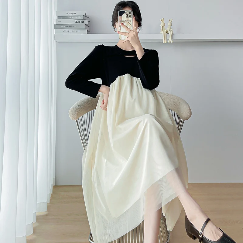 Fashion Maternity Autumn Chiffon Dress Ruffles Patchwork High Waist Block Color Pregnant Woman Chiffon Dress Princess Clothes
Fashion Maternity Autumn Chiffon Dress Ruffles Patchwork High Waist Block Color Pregnant Woman Chiffon Dress Princess Clothes