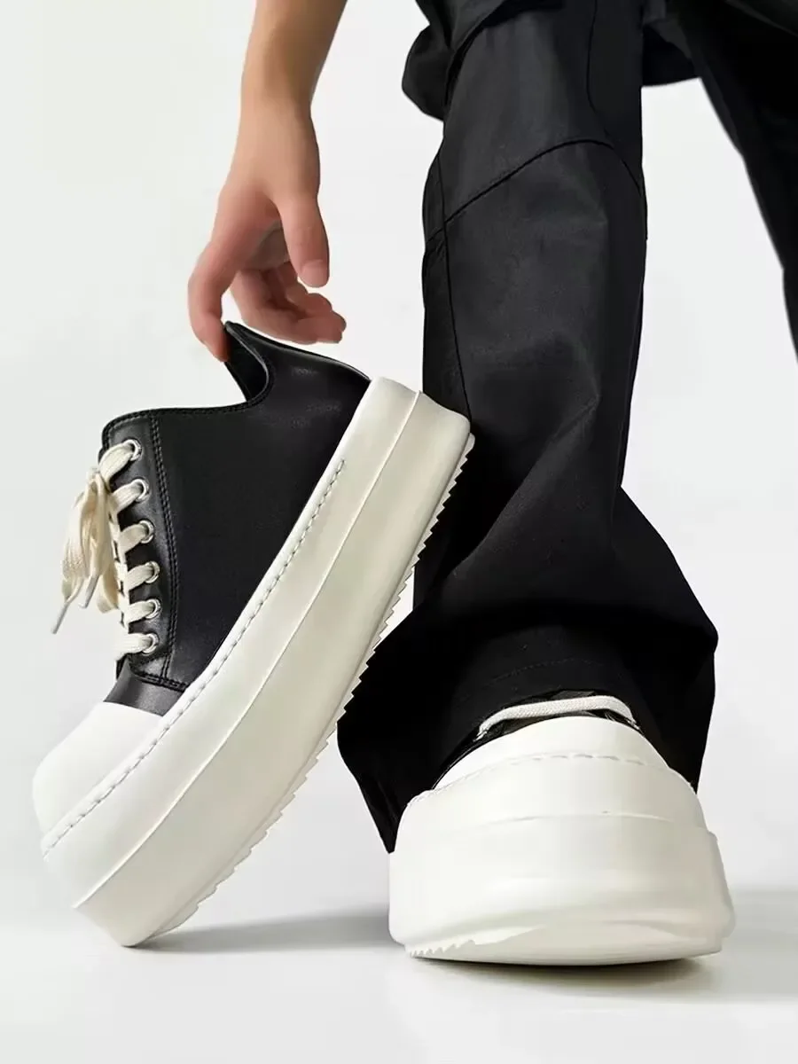 2025 Brand Men Platform Shoe Women Genuine Black Shoe Thick Sole 6 Cm Black r Lace-up Low-top High Quality Flat Sneaker
2025 Brand Men Platform Shoe Women Genuine Black Shoe Thick Sole 6 Cm Black r Lace-up Low-top High Quality Flat Sneaker