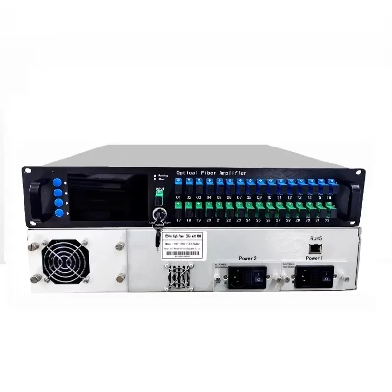 New design touch screen with key web management high power edfa 16 port 23dbm with WDM fiber optic 1550nm optical amplifier
New design touch screen with key web management high power edfa 16 port 23dbm with WDM fiber optic 1550nm optical amplifier
