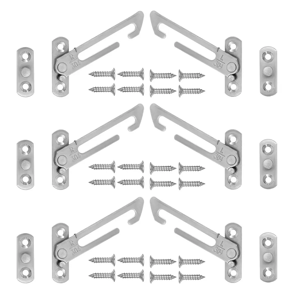 6pcs Stainless Steel Window Restrictor Set Left And Right Window Hooks Casement Window Retainers Limiter Safety Wind Braces
6pcs Stainless Steel Window Restrictor Set Left And Right Window Hooks Casement Window Retainers Limiter Safety Wind Braces