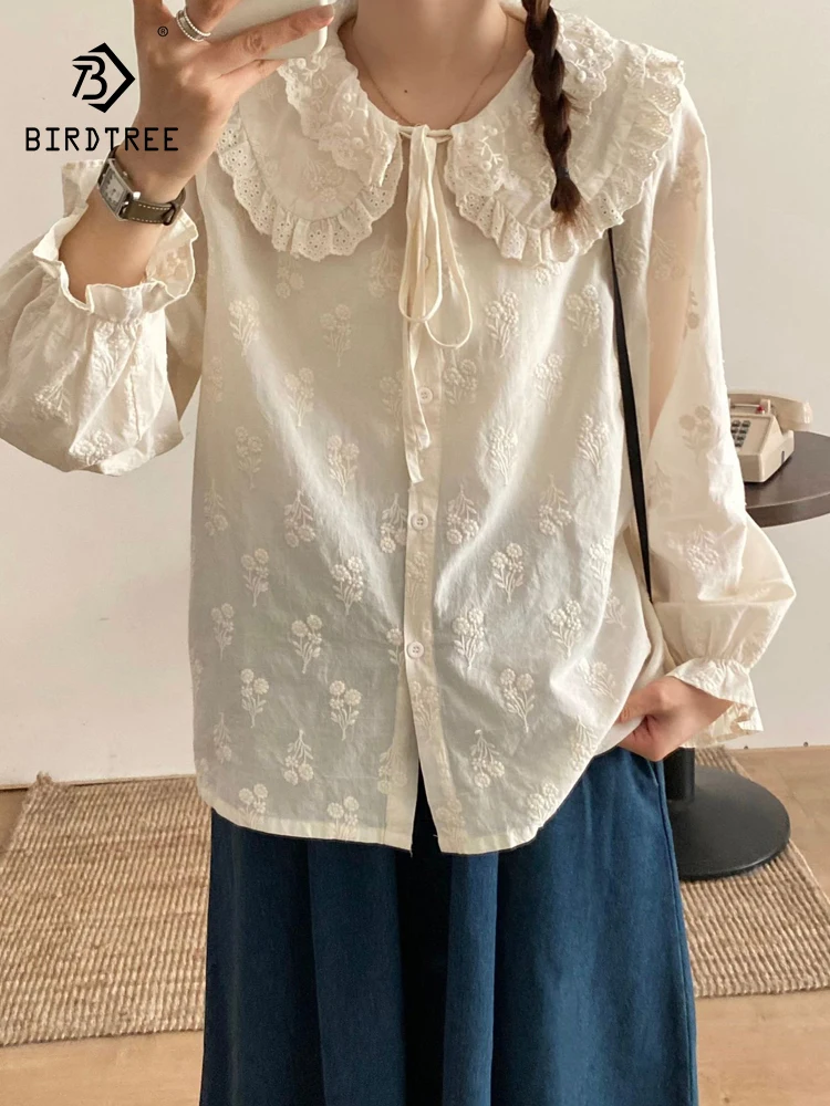 New 2026 Spring Women Cotton Long Sleeve Shirt, Peter Pan Collar Embroidery, Mori Girl French Preppy Style Loose Blouse T63489CC
New 2026 Spring Women Cotton Long Sleeve Shirt, Peter Pan Collar Embroidery, Mori Girl French Preppy Style Loose Blouse T63489CC