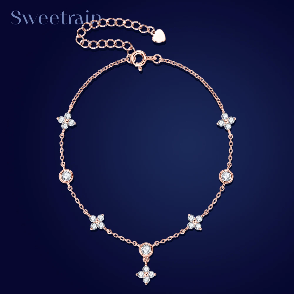 Sweetrain 3mm D Color Moissanite Bracelets for Women GRA Certified s925 Sterling Sliver Dainty Clover Bracelets Adjustable Chain
Sweetrain 3mm D Color Moissanite Bracelets for Women GRA Certified s925 Sterling Sliver Dainty Clover Bracelets Adjustable Chain