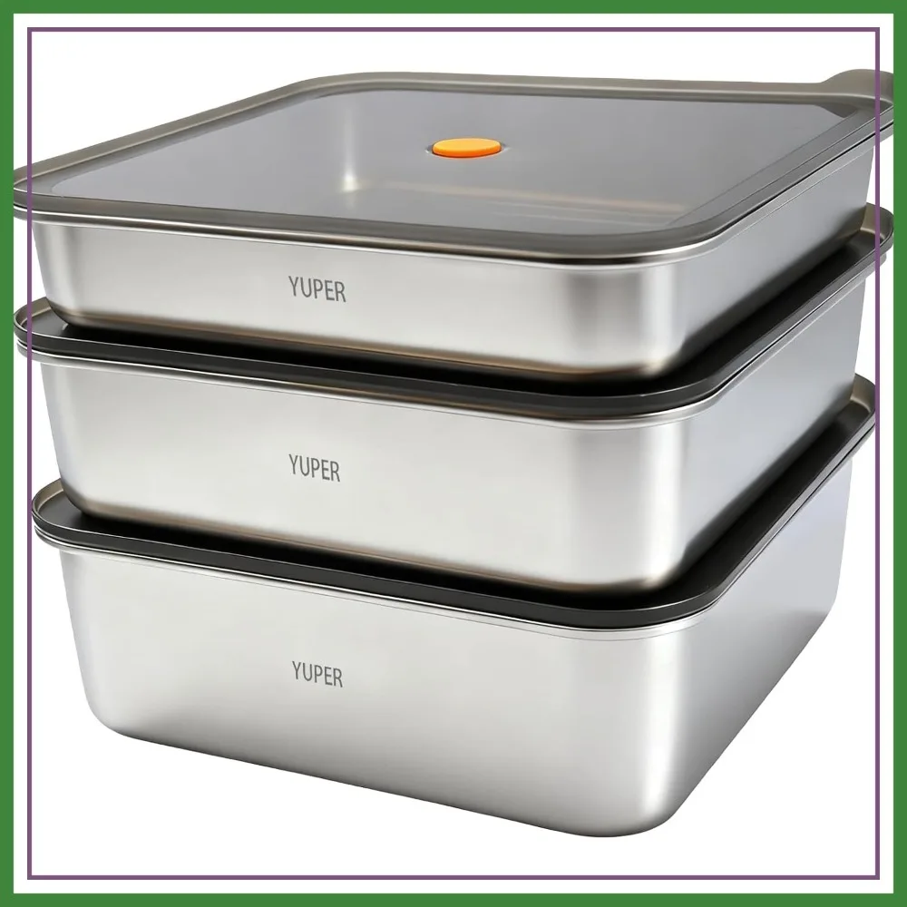 Stainless Steel Food Storage Containers, Large Meal Prep Set with Lids, BPA Free, Leak Proof, Microwave Safe, 3 Pack
Stainless Steel Food Storage Containers, Large Meal Prep Set with Lids, BPA Free, Leak Proof, Microwave Safe, 3 Pack