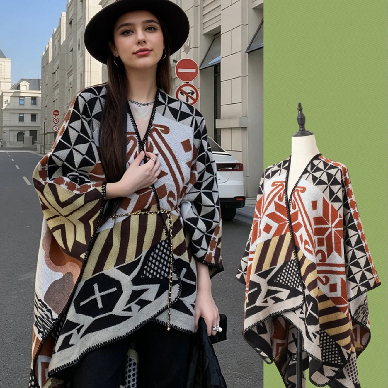 Women Cape slit shawl for both autumn winter use warm cloak air-conditioned room thickened ethnic style travel Poncho
Women Cape slit shawl for both autumn winter use warm cloak air-conditioned room thickened ethnic style travel Poncho