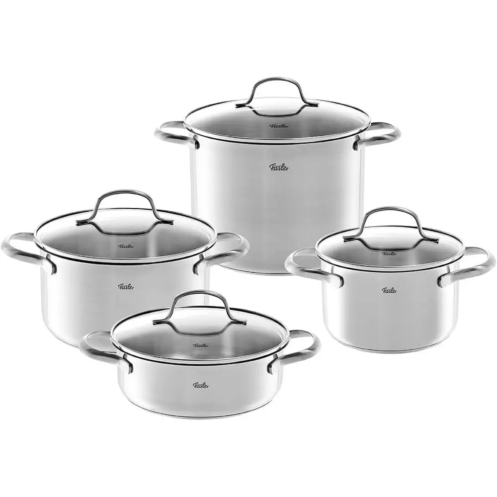 San rancisco 4-Piece Stainlokware Sauan Kitchen Set with Glass Lids, Induction (3 Sauans and 1 Stewing Pot)
San rancisco 4-Piece Stainlokware Sauan Kitchen Set with Glass Lids, Induction (3 Sauans and 1 Stewing Pot)