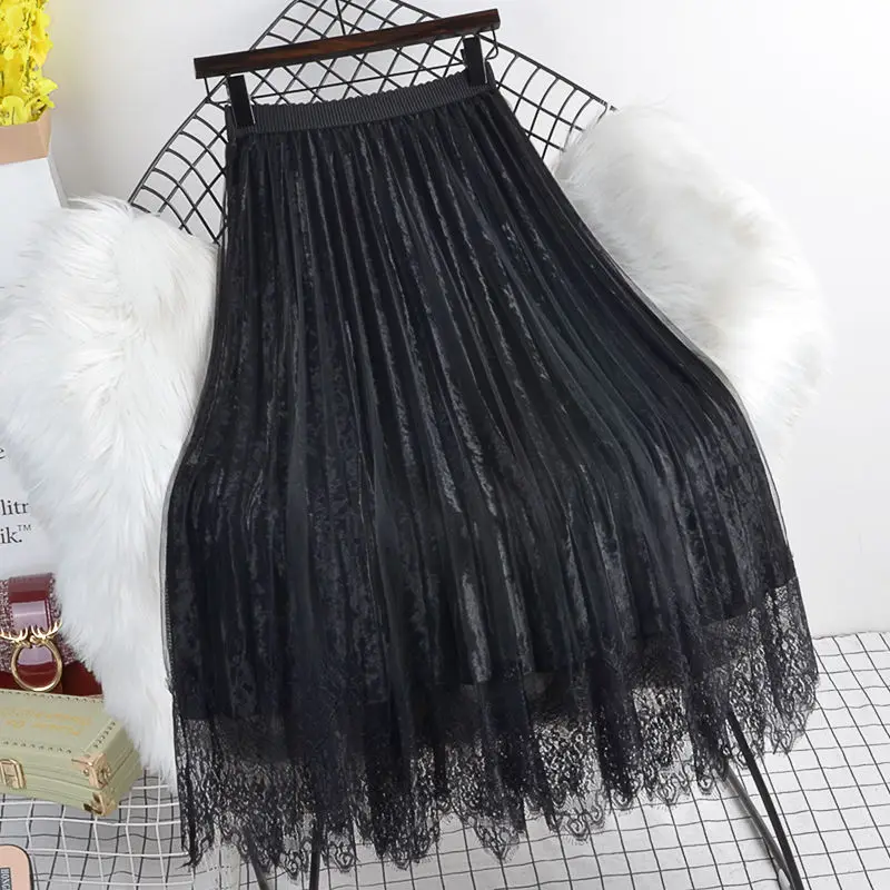 Skirts Womens Autumn Winter Tulle Mesh Lace Pleated Skirt Female Spring High Waist Black Tutu Skirts
Skirts Womens Autumn Winter Tulle Mesh Lace Pleated Skirt Female Spring High Waist Black Tutu Skirts
