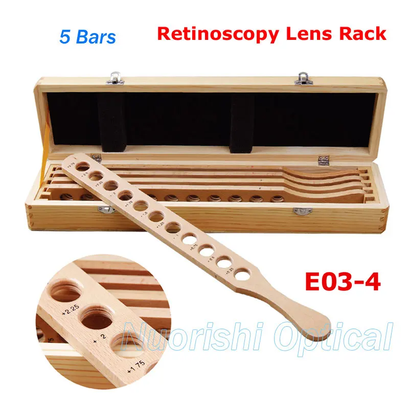 E03-4 Retinoscopy Trial Board Lens Rack Set Kit 5 Wooded Bars Wooden Case Packed
E03-4 Retinoscopy Trial Board Lens Rack Set Kit 5 Wooded Bars Wooden Case Packed