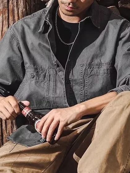 American Retro Workwear irt Men's Long Sve Loose Outdoor Rough Hunting Coat Hard Man Sle Casual Comfortable irt
American Retro Workwear irt Men's Long Sve Loose Outdoor Rough Hunting Coat Hard Man Sle Casual Comfortable irt