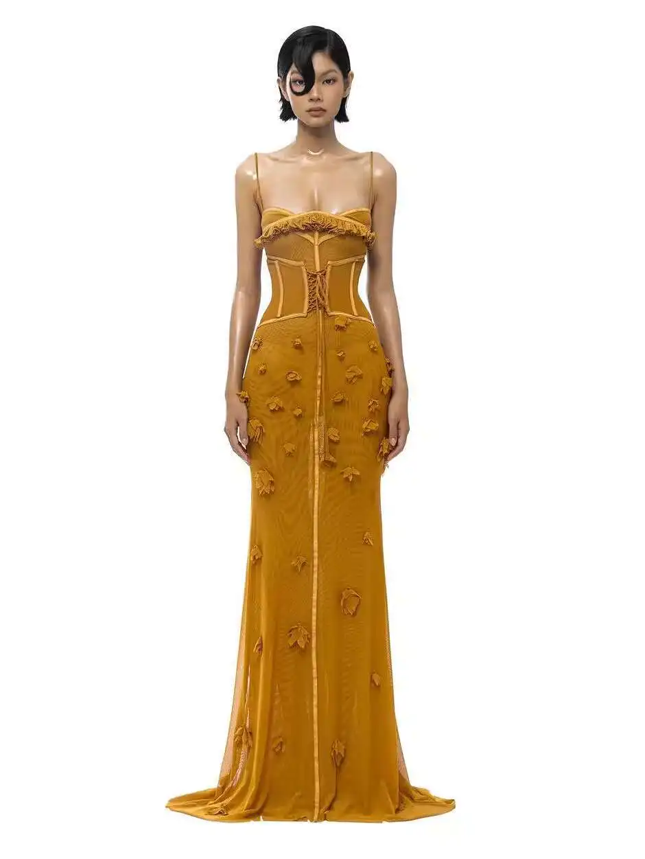Summer Rose Vietnam Niche Fishbone Strap Mesh Dress Waist Slimming Floral Gown Long Dress
Summer Rose Vietnam Niche Fishbone Strap Mesh Dress Waist Slimming Floral Gown Long Dress