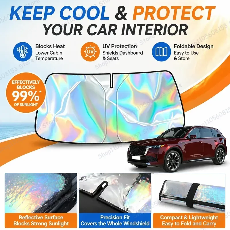 For Mazda CX-90 Foldable Front Windshield Sun Shade UV Reflective Heat Blocking Solar Protection Cover Car Interior Accessory
For Mazda CX-90 Foldable Front Windshield Sun Shade UV Reflective Heat Blocking Solar Protection Cover Car Interior Accessory