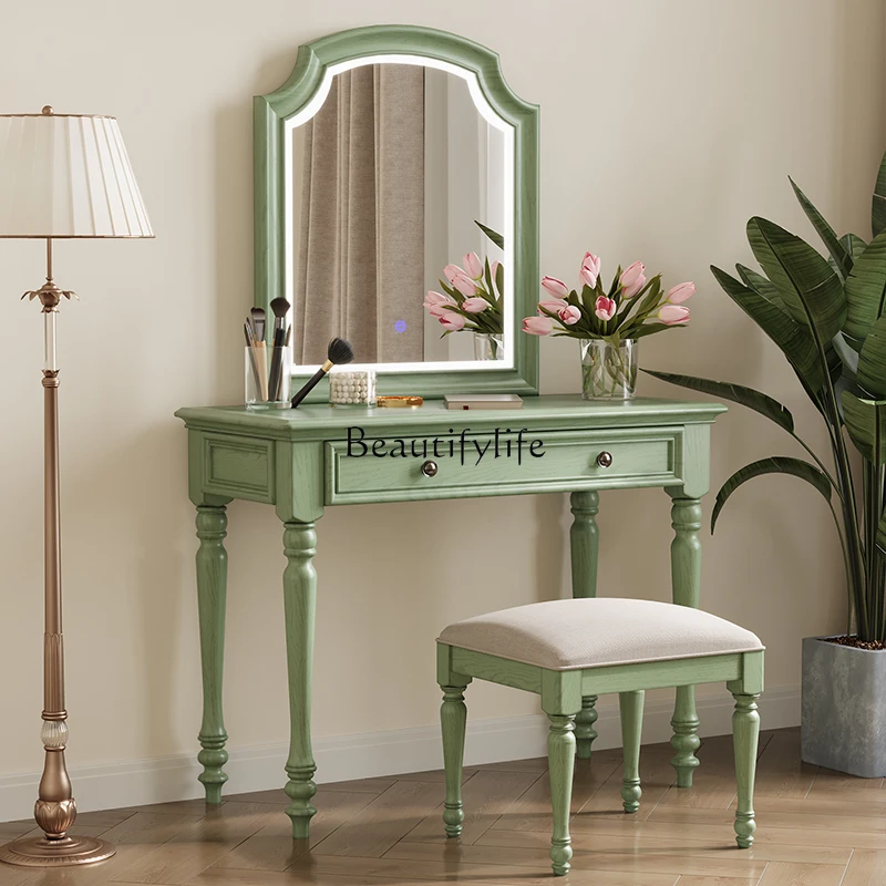 American solid wood dresser storage box makeup table dressing stool mirror lamp bedroom furniture
American solid wood dresser storage box makeup table dressing stool mirror lamp bedroom furniture