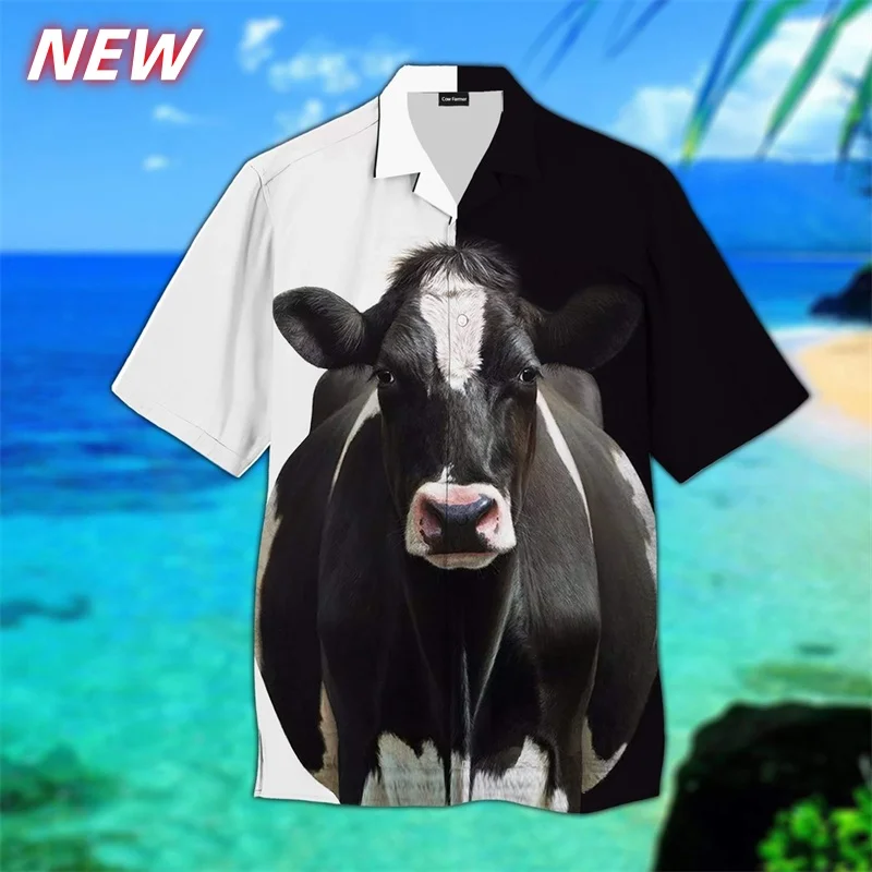 Fun Cow Pattern Hawaiian Shirt For Men Color Block 3D Print Beach Shirts Casual Aloha Shirts Short Sleeve Blouses Lapel Tops
Fun Cow Pattern Hawaiian Shirt For Men Color Block 3D Print Beach Shirts Casual Aloha Shirts Short Sleeve Blouses Lapel Tops