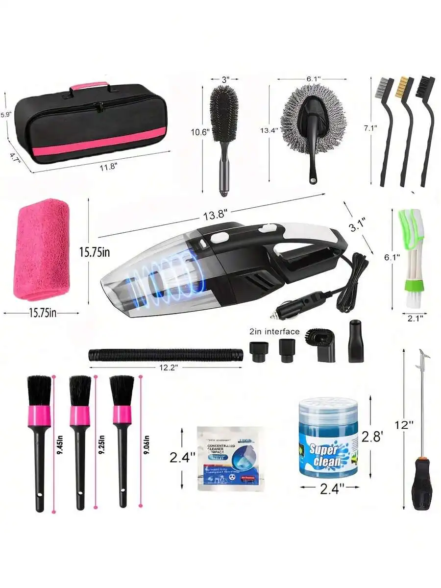 25-Piece Car Cleaning Kit With Handheld Vacuum Interior Detailing Tools Tire Brush Gel Windshield Cleaner
25-Piece Car Cleaning Kit With Handheld Vacuum Interior Detailing Tools Tire Brush Gel Windshield Cleaner