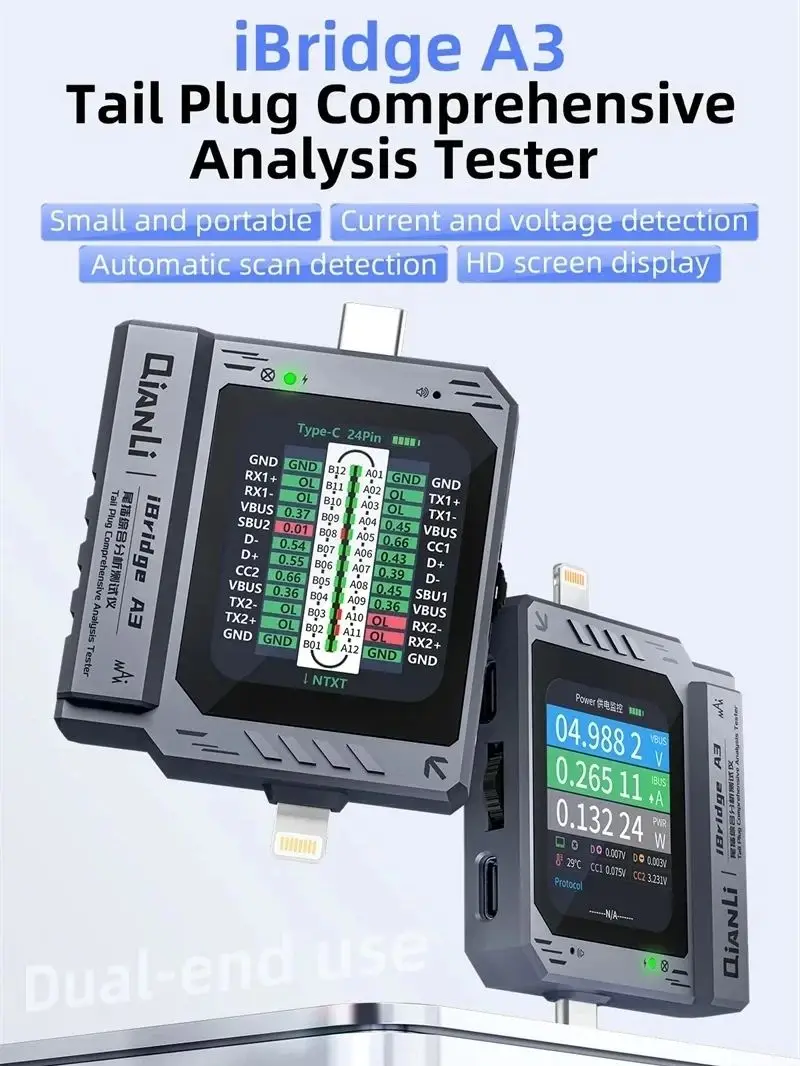Qianli iBridge A3 детектор хвостовой вилки телефона поддержка Lightning Type-C для iPhone Samsung зарядный тестер ошибок детектор инструмент для ремонта
Qianli iBridge A3 детектор хвостовой вилки телефона поддержка Lightning Type-C для iPhone Samsung зарядный тестер ошибок детектор инструмент для ремонта