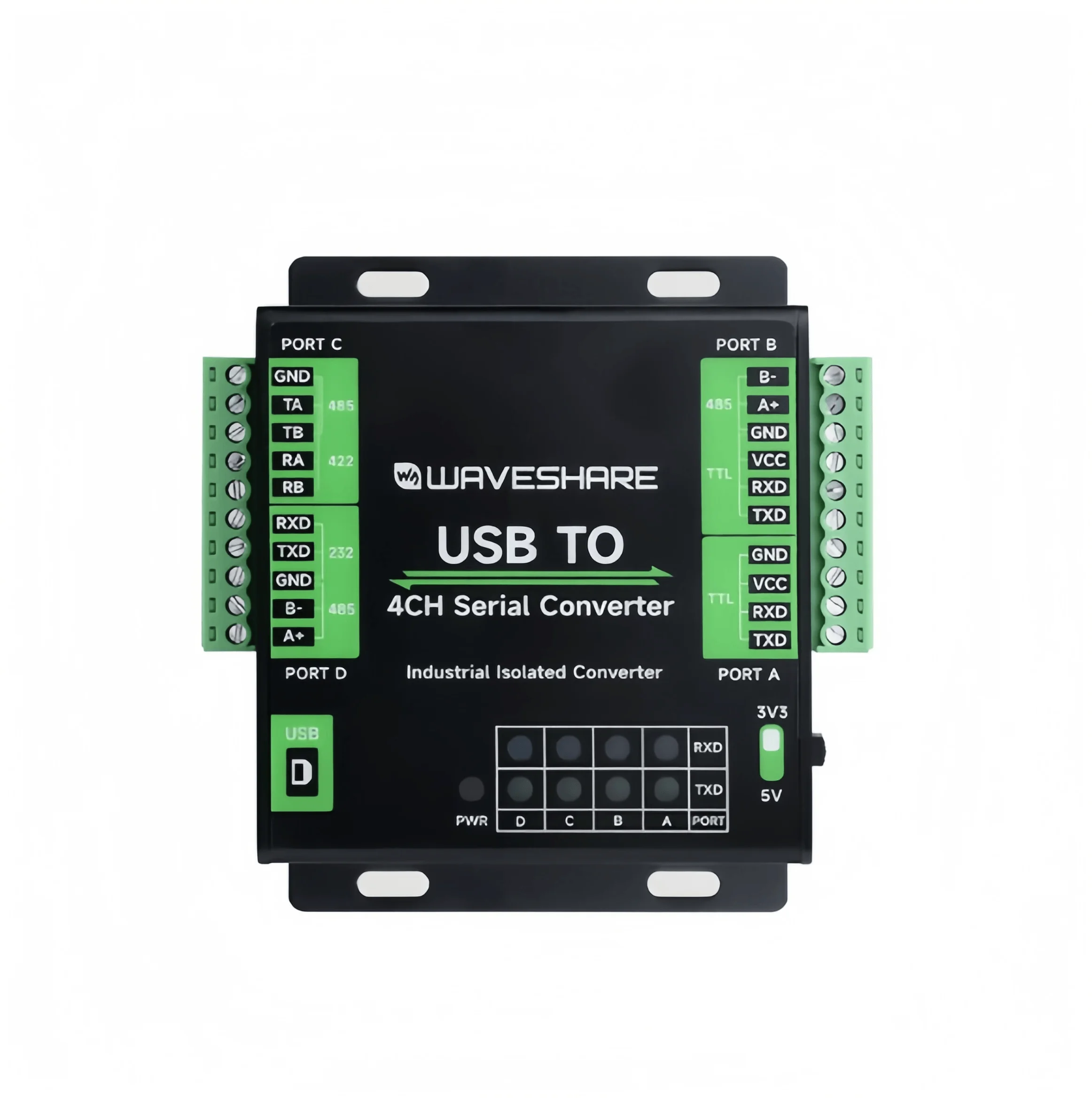 USB to RS232/485/422/TTL Industrial-Grade 4-Channel Serial Communication Module (FT4232HL)
USB to RS232/485/422/TTL Industrial-Grade 4-Channel Serial Communication Module (FT4232HL)