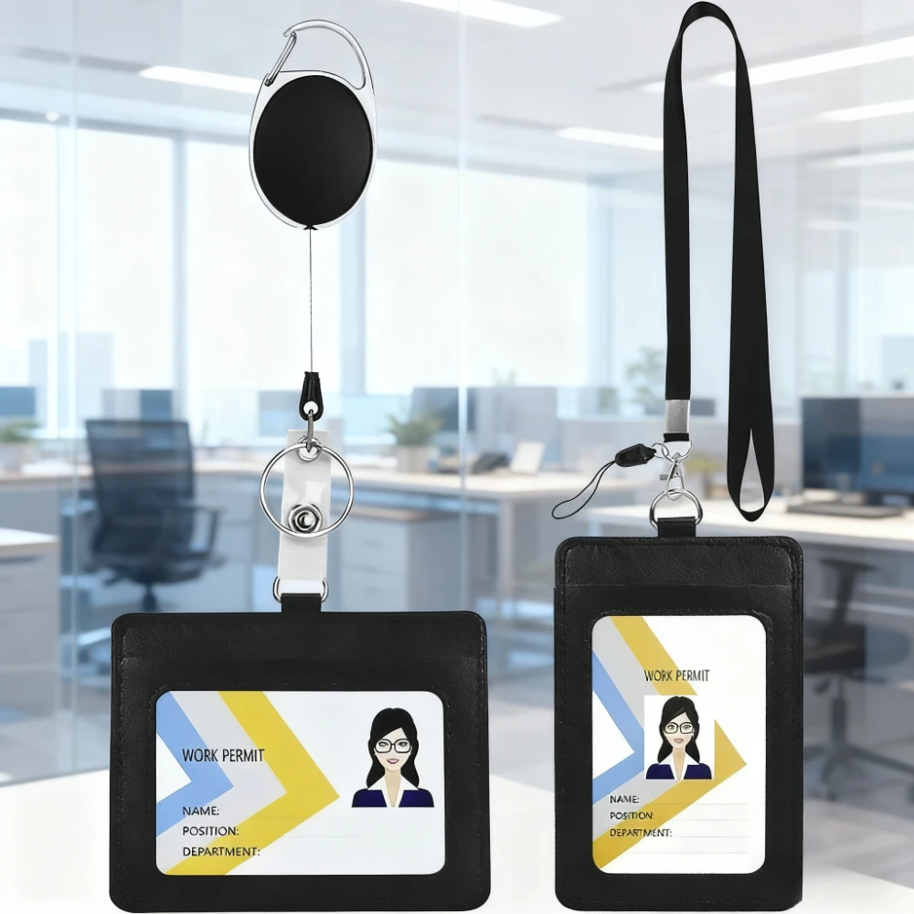 Черный держатель для карт из искусственной кожи в деловом стиле, чехол для удостоверения личности офисного работника, именная бирка, ремешок, держатель для бейджа, аксессуары для медсестры
Черный держатель для карт из искусственной кожи в деловом стиле, чехол для удостоверения личности офисного работника, именная бирка, ремешок, держатель для бейджа, аксессуары для медсестры