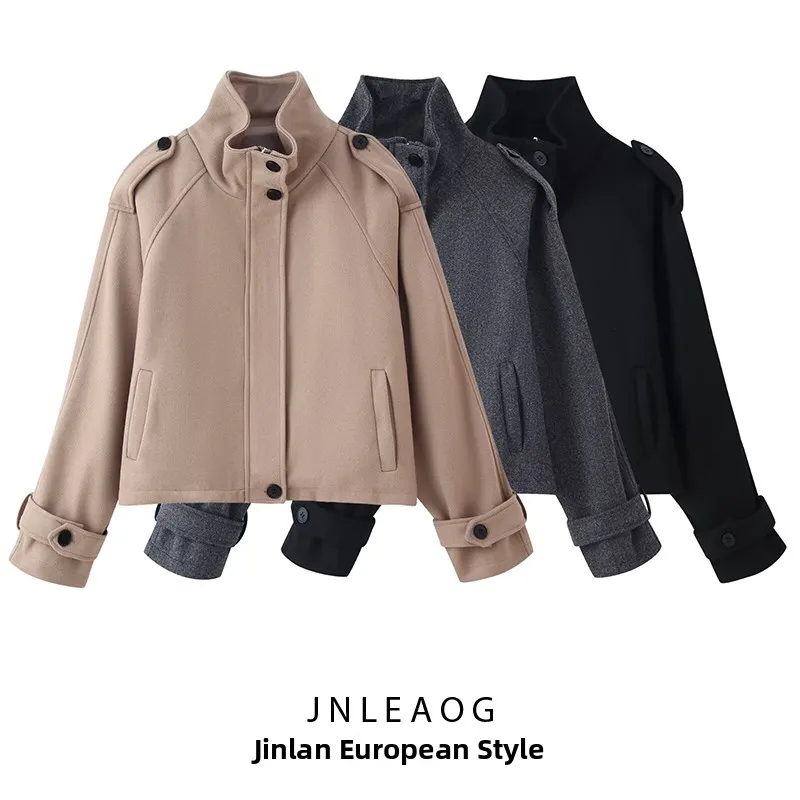 Fashionable Short Woolen Jacket Stand Collar Versatile Women's Outerwear Autumn New Arrival JNLEAOG Polyester Long Sleeve Zipper
Fashionable Short Woolen Jacket Stand Collar Versatile Women's Outerwear Autumn New Arrival JNLEAOG Polyester Long Sleeve Zipper