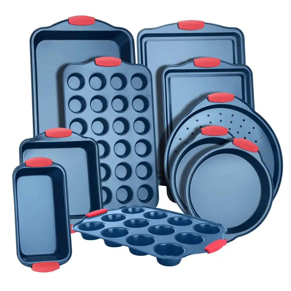 10-Piece Nonstick Bakeware Set Carbon Steel Baking Trays W/ Heat Safe Silicone Handles
10-Piece Nonstick Bakeware Set Carbon Steel Baking Trays W/ Heat Safe Silicone Handles