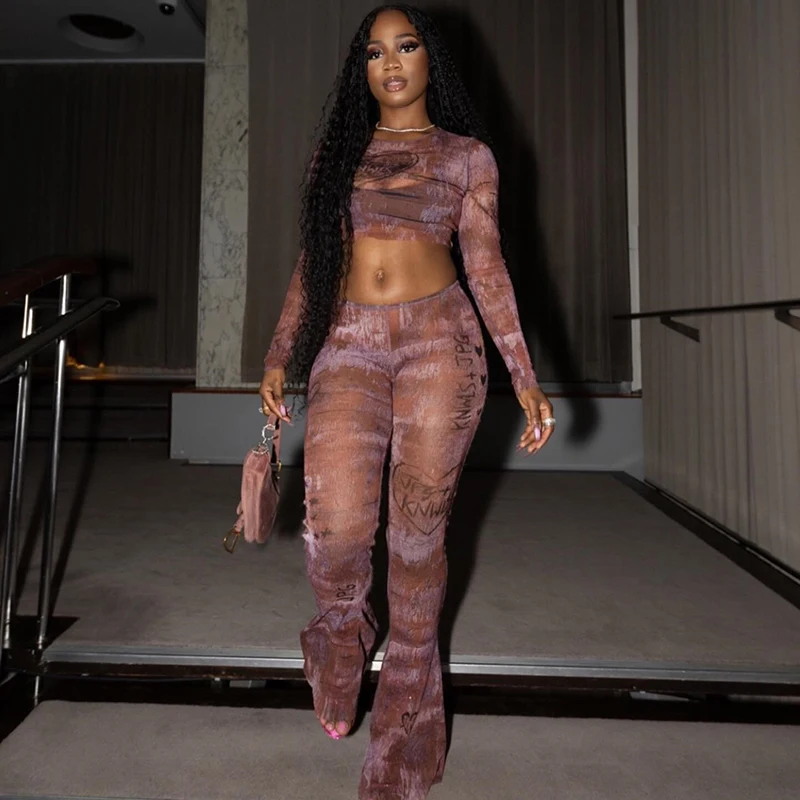 Fashion Print Sexy See Through 2 Piece Set Women o-Neck Full Sleeve Crop Tops+Straight Flared Pants Hottie Streetwear 15 sold
Fashion Print Sexy See Through 2 Piece Set Women o-Neck Full Sleeve Crop Tops+Straight Flared Pants Hottie Streetwear 15 sold
