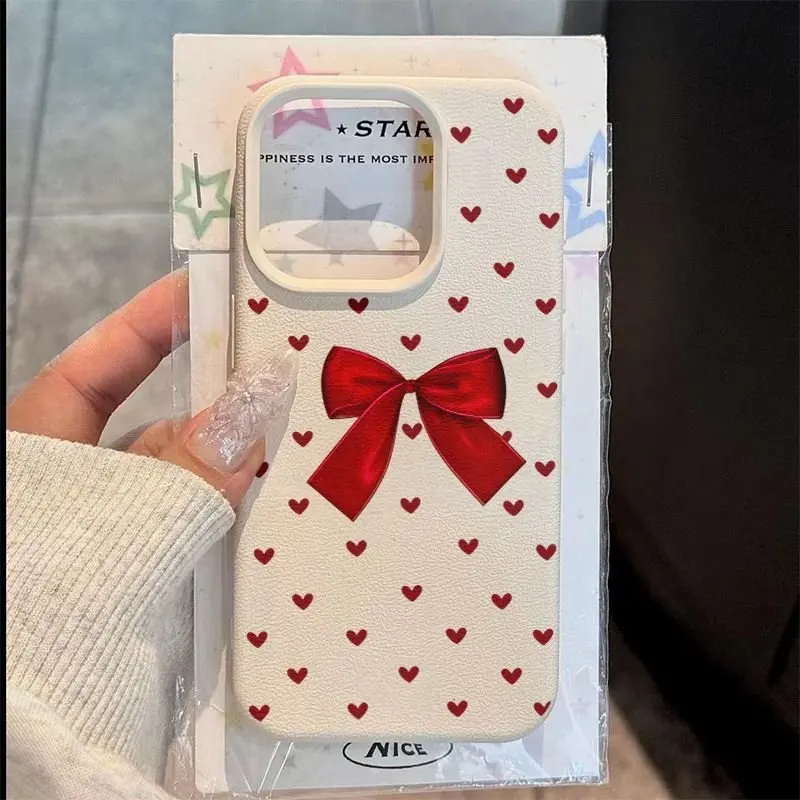 Red Heart with Lychee Pattern And Bow Phone Case For iPhone 17E 16 15 Pro Max 14 13 12 11 XS Max X XR 7 8 Plus 16E 17 Air Cover
Red Heart with Lychee Pattern And Bow Phone Case For iPhone 17E 16 15 Pro Max 14 13 12 11 XS Max X XR 7 8 Plus 16E 17 Air Cover