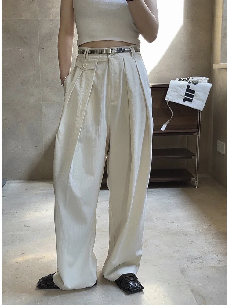 Spring Summer Commute Simple Pleated Texture High Waist Wide Leg Casual Pants Loose Shape Lightweight Long Pants Women
Spring Summer Commute Simple Pleated Texture High Waist Wide Leg Casual Pants Loose Shape Lightweight Long Pants Women