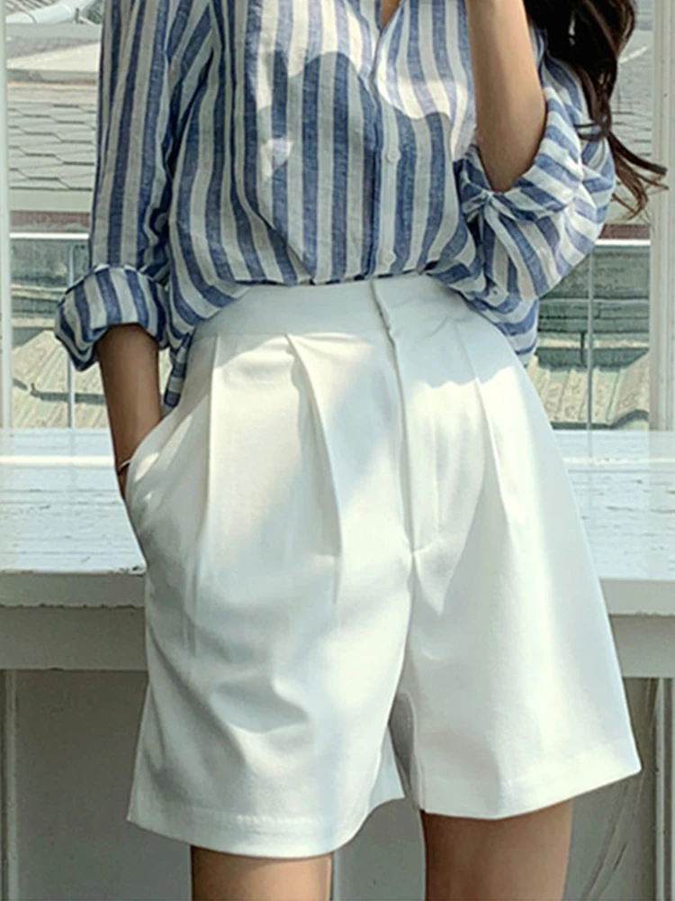 White High Waist A-Line Wide Leg Pants Women's Suit Shorts Thinming Casual Straight Five-Quarter Length Summer Thin Fabric
White High Waist A-Line Wide Leg Pants Women's Suit Shorts Thinming Casual Straight Five-Quarter Length Summer Thin Fabric
