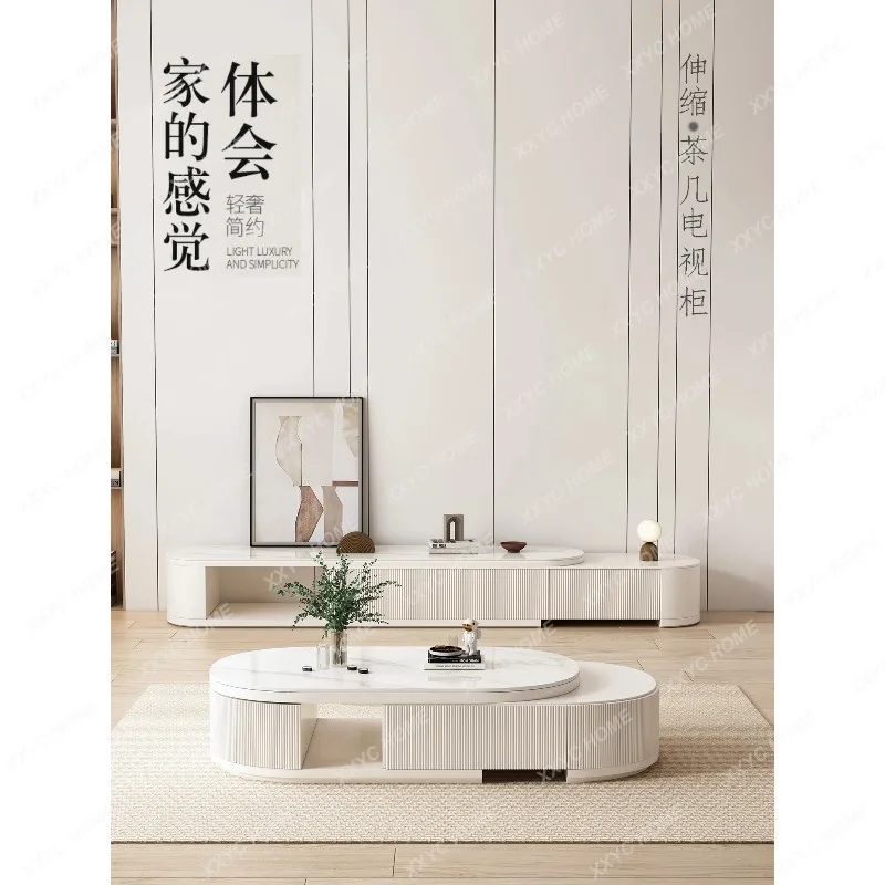 LRock slab TV cabinet coffee table modern household small apartment advanced sense telescopic combination
LRock slab TV cabinet coffee table modern household small apartment advanced sense telescopic combination