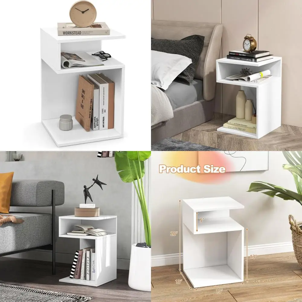 S-Shaped 3 Tier Wooden Side Table with Open Storage Shelves and Anti-Slip Pads for Modern Bedside Nightstands
S-Shaped 3 Tier Wooden Side Table with Open Storage Shelves and Anti-Slip Pads for Modern Bedside Nightstands