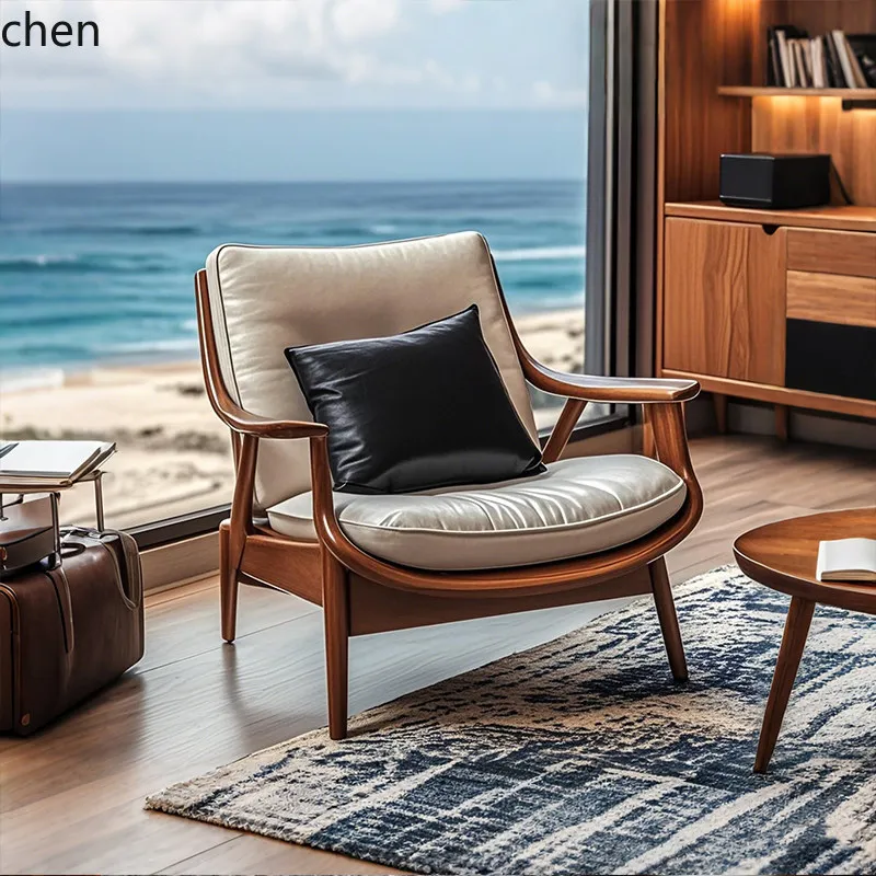 HYS Sofa Chair Black Walnut Solid Wood Genuine Leather Lounge Chair Modern Living Room Chair
HYS Sofa Chair Black Walnut Solid Wood Genuine Leather Lounge Chair Modern Living Room Chair