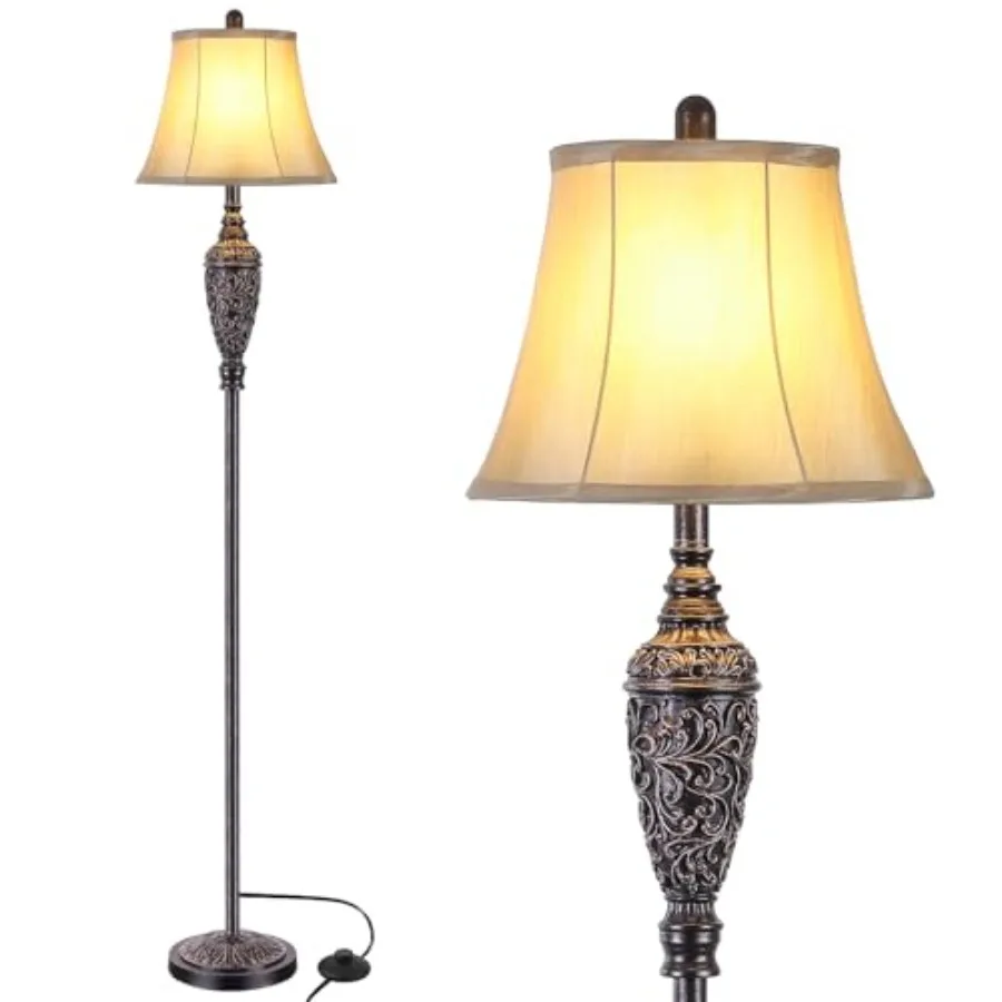 65'' Vintage Floor Lamp for Living Room Traditional Standing Lamp with Carved Resin Base and Feet Switch Classic Farmhouse Tall
65'' Vintage Floor Lamp for Living Room Traditional Standing Lamp with Carved Resin Base and Feet Switch Classic Farmhouse Tall