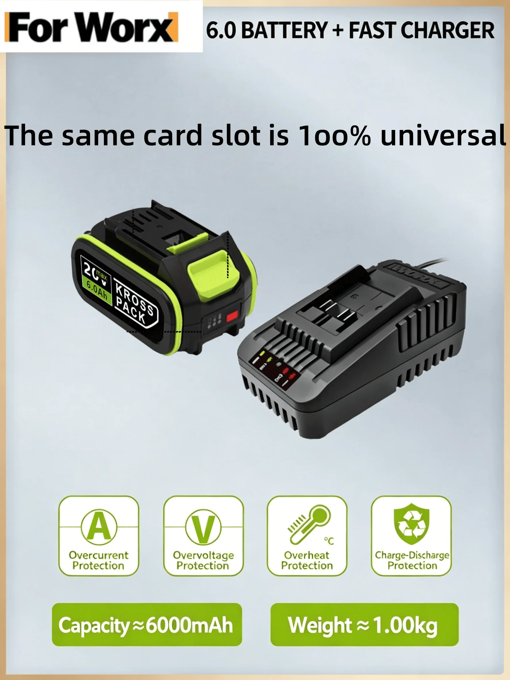 New Anti-drop Safe 20V 6.0Ah 5Pin Replacement Lithium Battery Wide Compatibility For Worx WA3520 Power Share Garden Power Tools
New Anti-drop Safe 20V 6.0Ah 5Pin Replacement Lithium Battery Wide Compatibility For Worx WA3520 Power Share Garden Power Tools