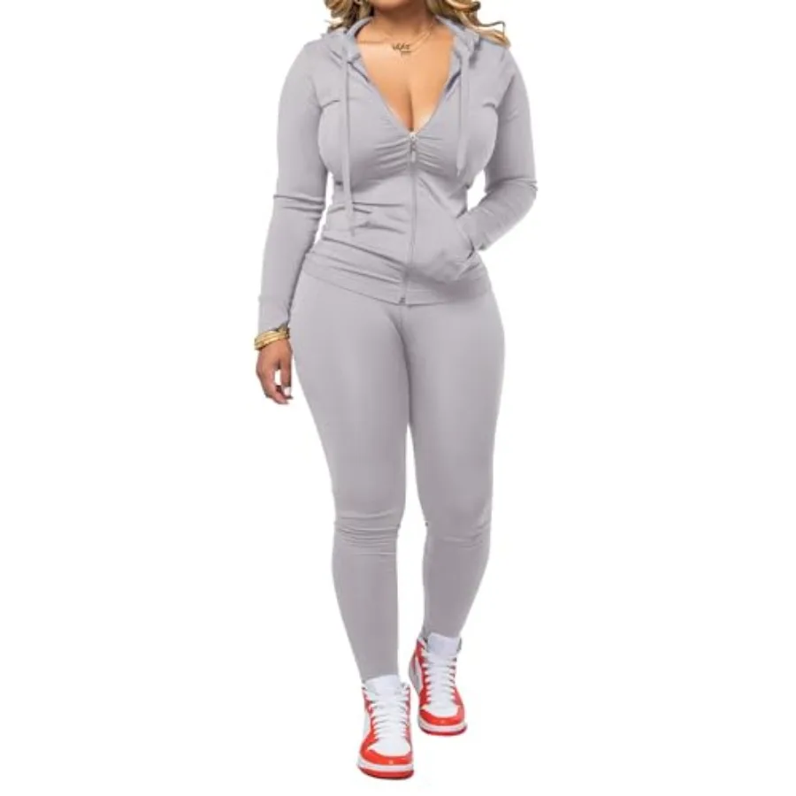 AUXDIO Women 2 Pcs Outfits Casual Workout Sets Bodycon Tracksuit Zip Up Long Sleeve Hoodle Jacket Jogger Pants Set
AUXDIO Women 2 Pcs Outfits Casual Workout Sets Bodycon Tracksuit Zip Up Long Sleeve Hoodle Jacket Jogger Pants Set