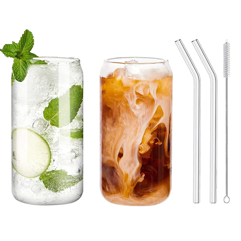 2Pcs 550ml Glass Cup Can Shaped Drinking Glasses Iced Coffee Cup Bubble Tea Mug Beer Tumbler Juice Milk Beverage Cup with Straws
2Pcs 550ml Glass Cup Can Shaped Drinking Glasses Iced Coffee Cup Bubble Tea Mug Beer Tumbler Juice Milk Beverage Cup with Straws