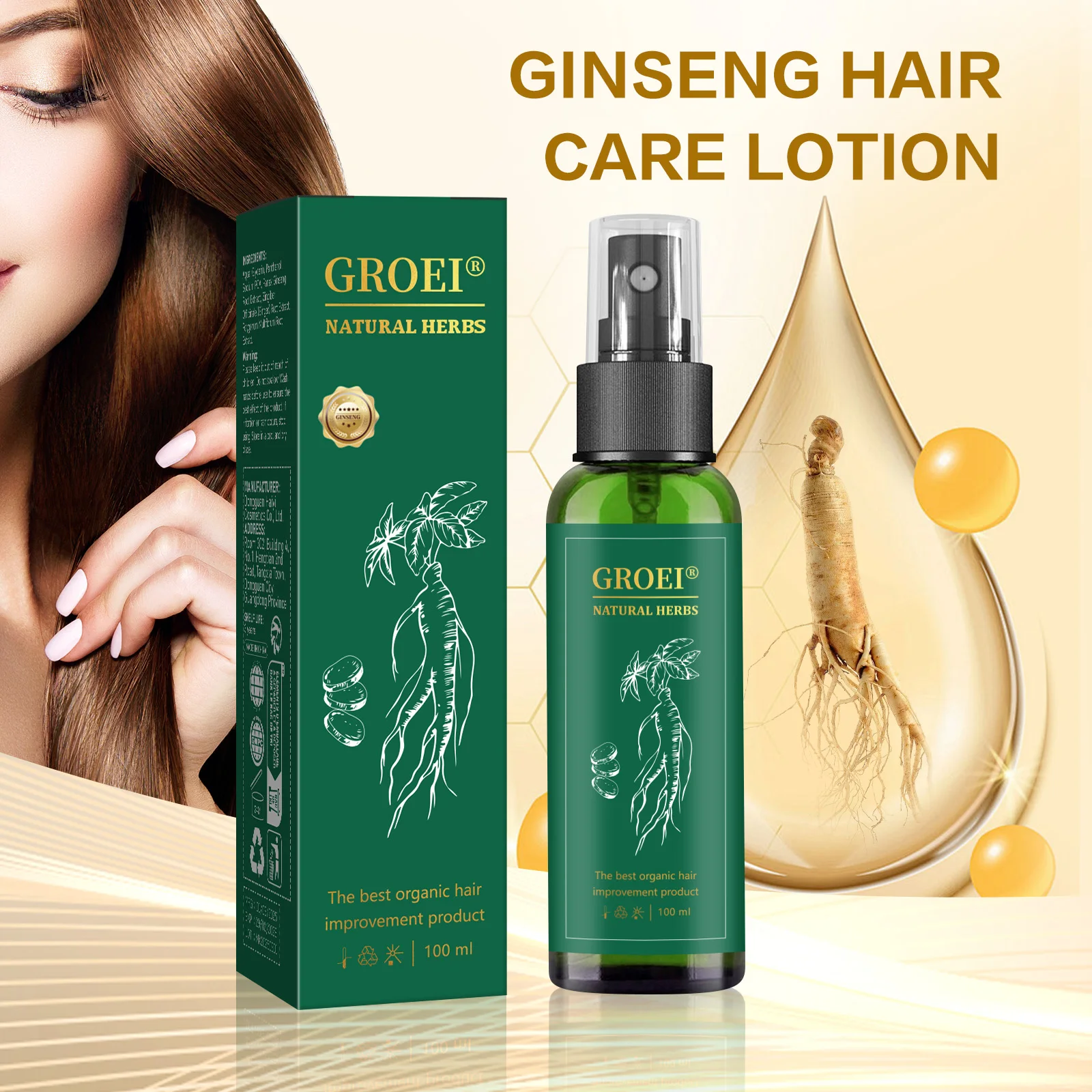 100ML Ginseng Hair Growth Solution Hair Care Liquid Strengthen Hair Root Nourishes Repairing Organic Hair Improvement Spray
100ML Ginseng Hair Growth Solution Hair Care Liquid Strengthen Hair Root Nourishes Repairing Organic Hair Improvement Spray