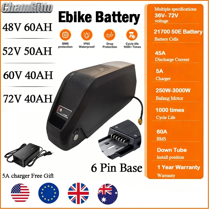ebike cham-rider 48v 52v 2000w Electric bicycle 60V 25ah 30 40ah 50ah 60ah 72V 3000w High Power kit 1000w 2000W Lithium Batterie
ebike cham-rider 48v 52v 2000w Electric bicycle 60V 25ah 30 40ah 50ah 60ah 72V 3000w High Power kit 1000w 2000W Lithium Batterie