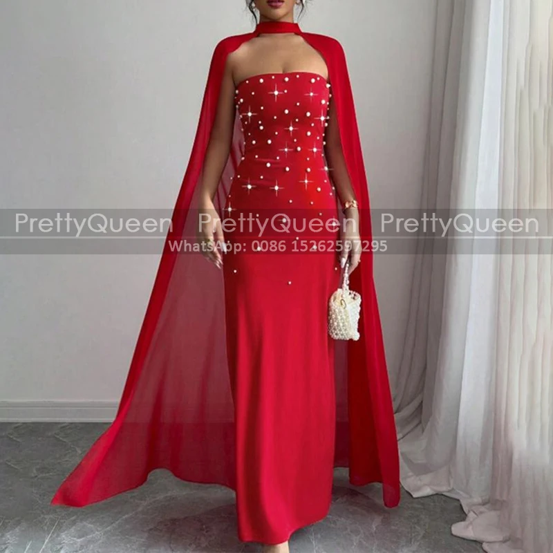 Customized Beaded Mother of the Bride Dresses Mermaid Long Cloak Shawl Strapless Red Sheath Prom Dress Party For Women
Customized Beaded Mother of the Bride Dresses Mermaid Long Cloak Shawl Strapless Red Sheath Prom Dress Party For Women