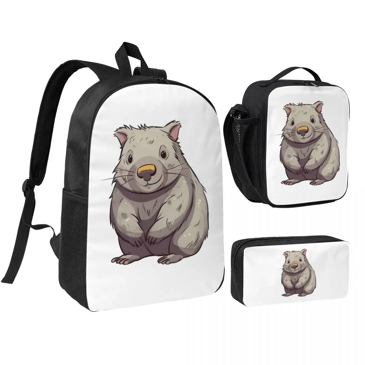 Whimsical Wombat A Playful Cartoon Character Backpack BookBag School Bag Computer Shoulder Bags 3ps Lunch Bag Pencil Case
Whimsical Wombat A Playful Cartoon Character Backpack BookBag School Bag Computer Shoulder Bags 3ps Lunch Bag Pencil Case