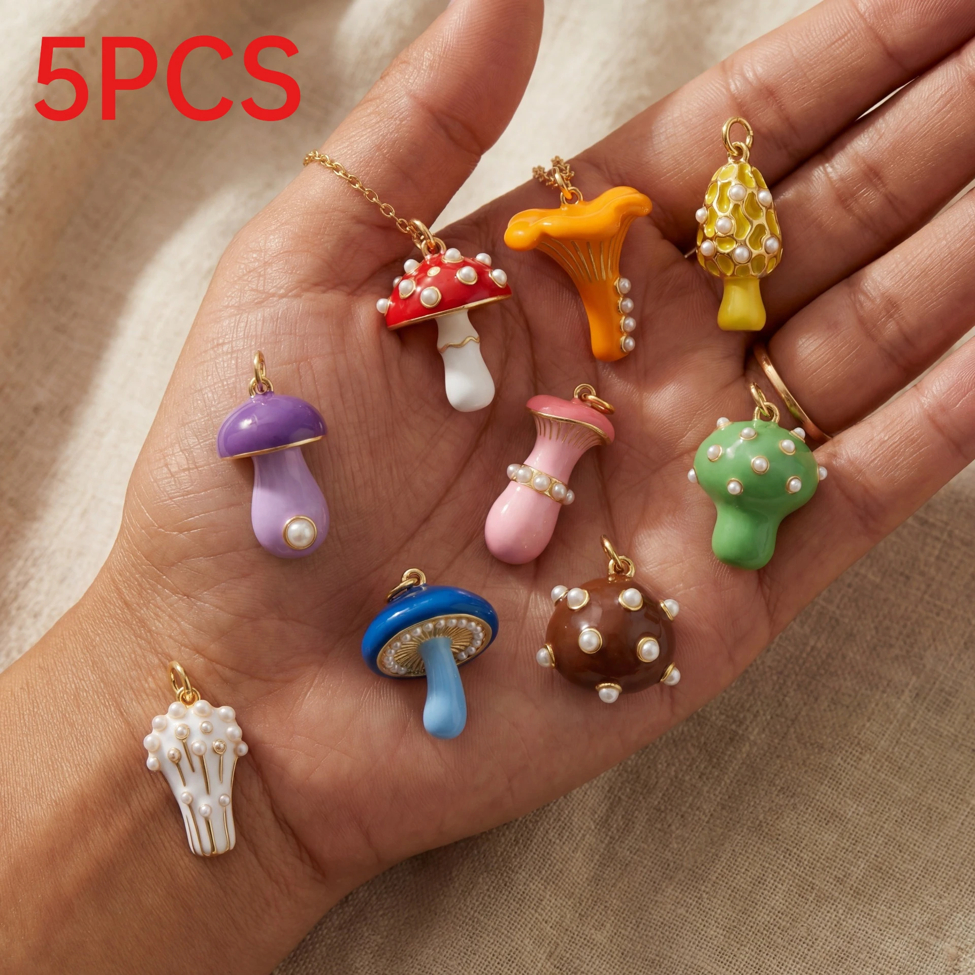 5Pcs Aesthetic Sweet Floral Mushroom Enamel Charms Healing Soft Color Mini Pendants Handmade DIY Bracelet Accessories
5Pcs Aesthetic Sweet Floral Mushroom Enamel Charms Healing Soft Color Mini Pendants Handmade DIY Bracelet Accessories