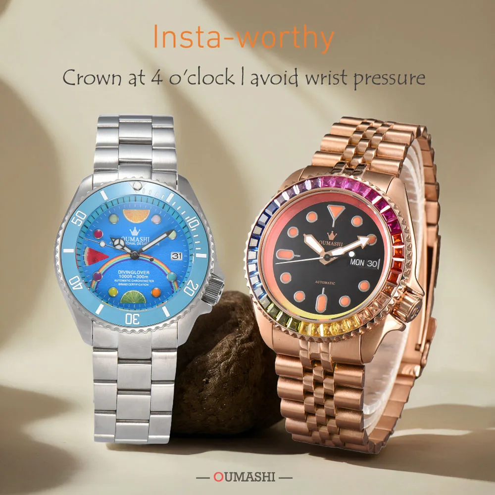 40.5mm new 007 luxury men's fashion wristwatch with artificial diamond bezel for skx NH35/NH36 automatic mechanical movement
40.5mm new 007 luxury men's fashion wristwatch with artificial diamond bezel for skx NH35/NH36 automatic mechanical movement