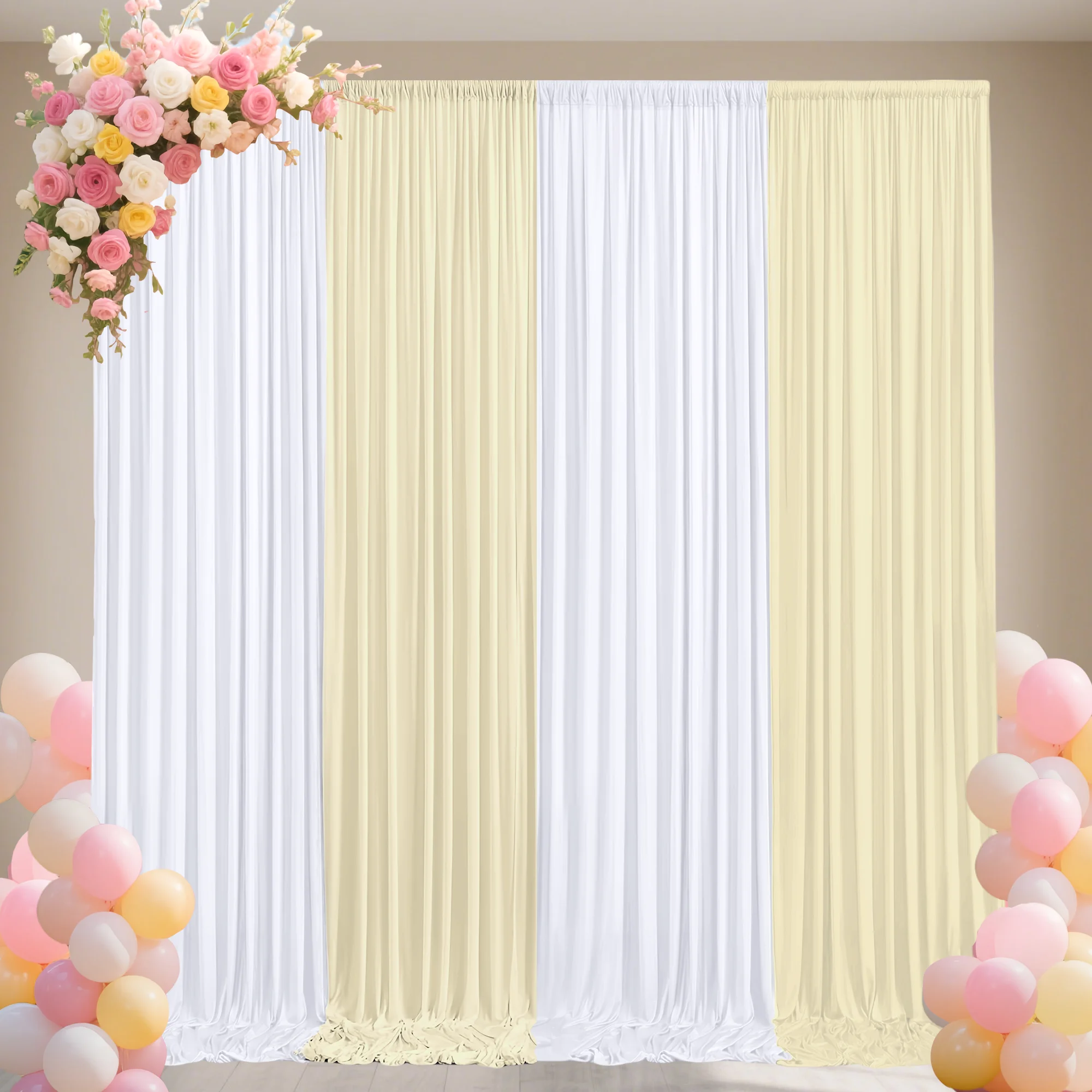 4 Pieces, 2X8Ft White Champagne Background Curtains, 8X8Ft Wrinkle-Free Soft Background Curtains, Suitable for Wedding, Birthday Party, Graduation Ceremony, Studio Background Curtains
4 Pieces, 2X8Ft White Champagne Background Curtains, 8X8Ft Wrinkle-Free Soft Background Curtains, Suitable for Wedding, Birthday Party, Graduation Ceremony, Studio Background Curtains