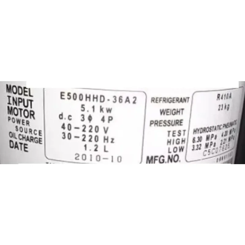 E500HHD-36A2 E500HHD-36D2 5-horse inverter air conditioner compressor R410A
E500HHD-36A2 E500HHD-36D2 5-horse inverter air conditioner compressor R410A