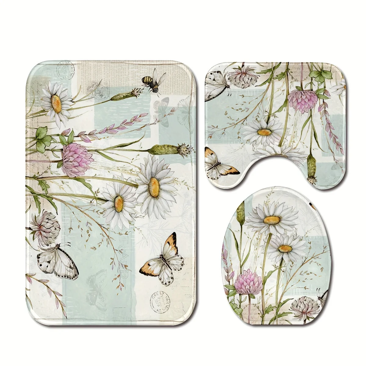 Vintage Floral Butterfly Print 3 Piece Bath Mat Set Anti Slip Soft Absorbent Bathroom Rugs Toilet Seat Cover Home Decor
Vintage Floral Butterfly Print 3 Piece Bath Mat Set Anti Slip Soft Absorbent Bathroom Rugs Toilet Seat Cover Home Decor