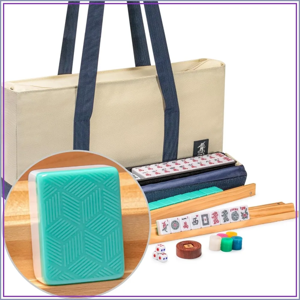 American Mahjong Set, Harbor Mint with Beige and Blue Canvas Tote Bag - 166 Scratch Resistant Tiles, 4 All-in-One Racks with Pushers, Wright Patterson Scoring Coins, Dice & Wind Indicator
American Mahjong Set, Harbor Mint with Beige and Blue Canvas Tote Bag - 166 Scratch Resistant Tiles, 4 All-in-One Racks with Pushers, Wright Patterson Scoring Coins, Dice & Wind Indicator